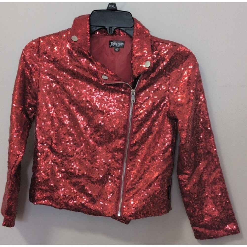 JoJo Siwa Sequin Moto Jacket Red JoJo’s Closet Holiday Collection Super Sparkly - Picture 2 of 4